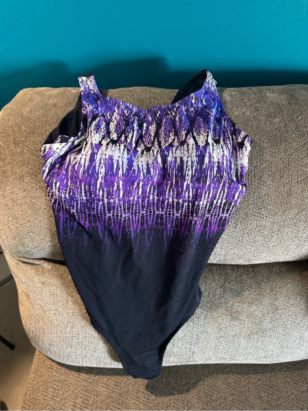 Swimsuits For All Purple and Black Patterned One-Piece Swimsuit